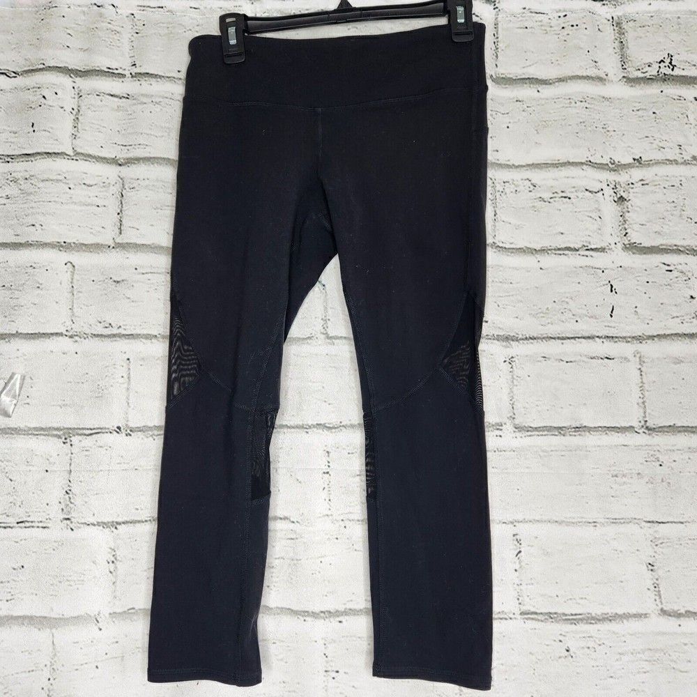 Alo Yoga Black Mid Rise Mesh Capri Leggings Size Small Casual Athleisure